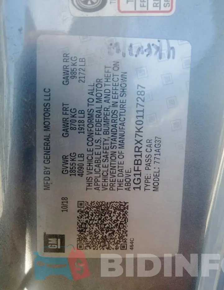 1G1FB1RX7K0117287 Photo# 12