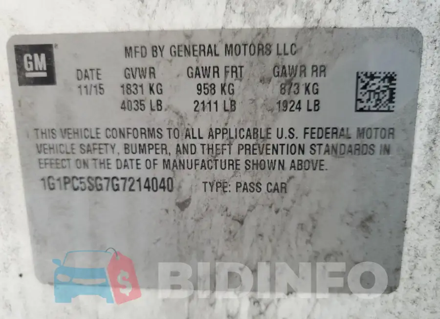 1G1PC5SG7G7214040 Photo# 13