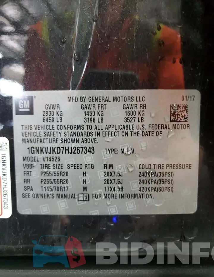 1GNKVJKD7HJ267343 Photo# 13