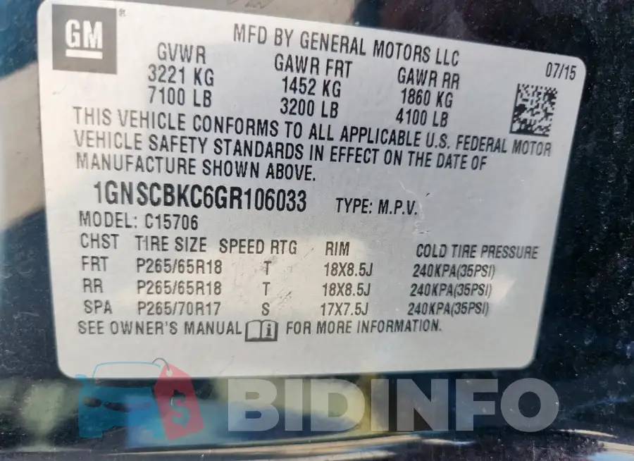 1GNSCBKC6GR106033 Photo# 14