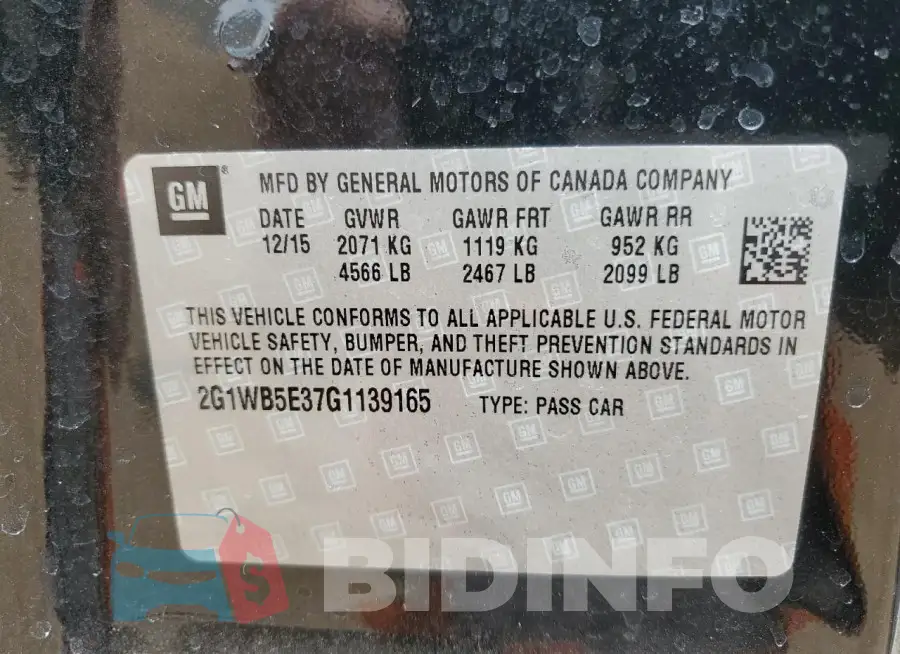 2G1WB5E37G1139165 Photo# 12
