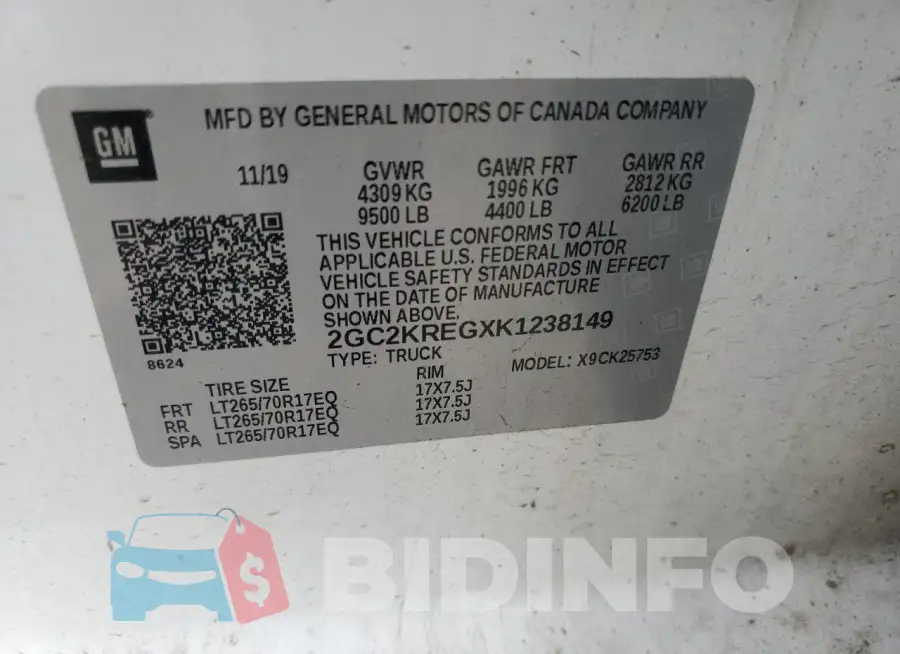 2GC2KREGXK1238149 Photo# 12