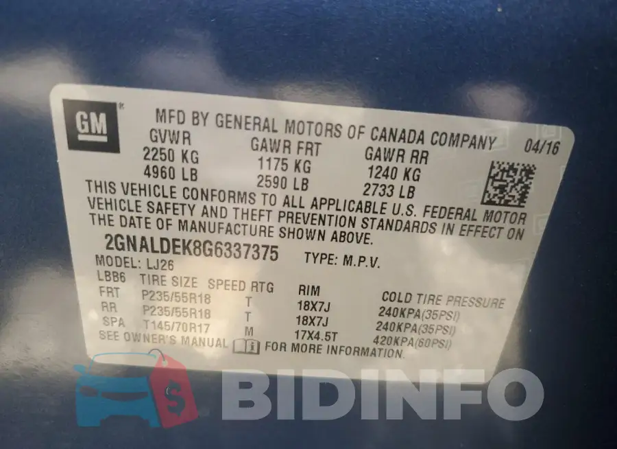 2GNALDEK8G6337375 Photo# 13