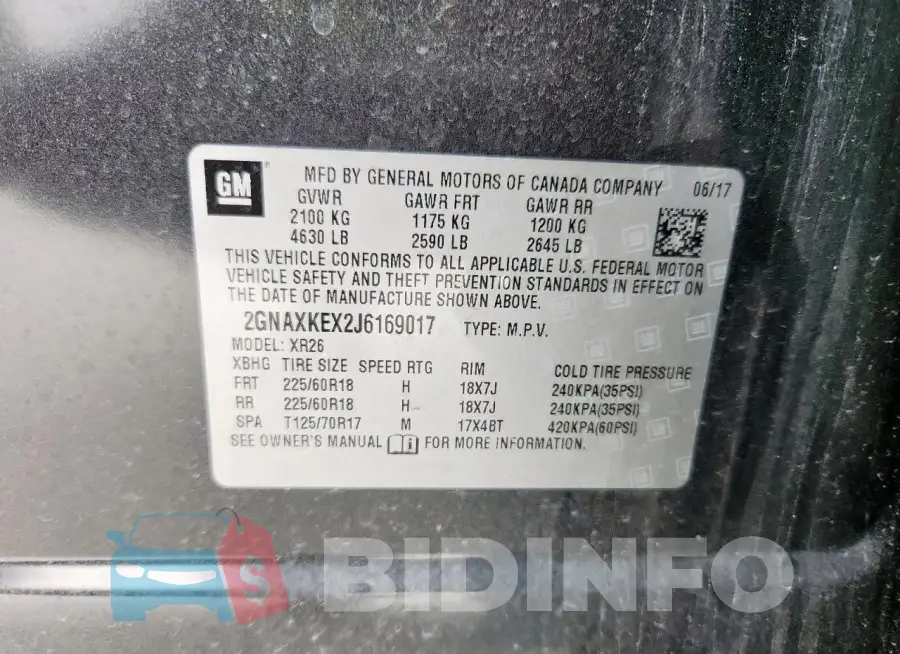 2GNAXKEX2J6169017 Photo# 13