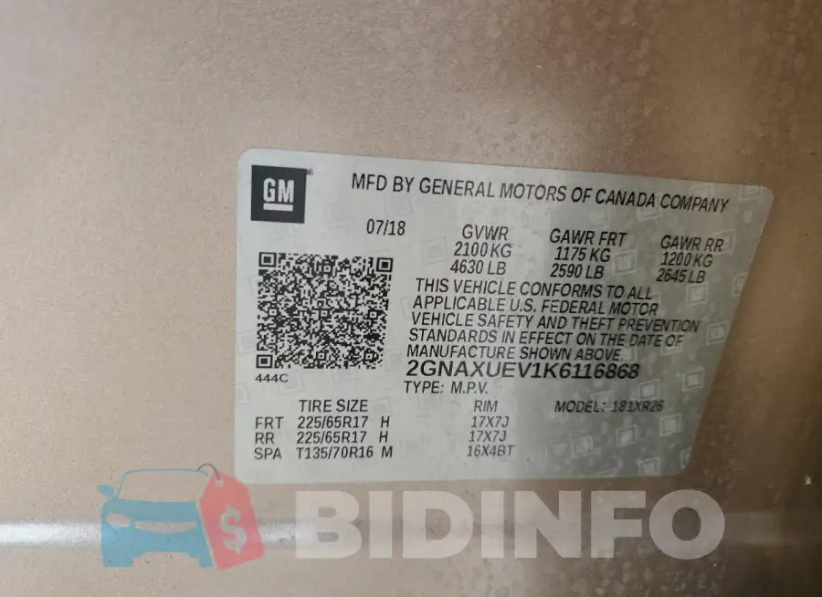 2GNAXUEV1K6116868 Photo# 13