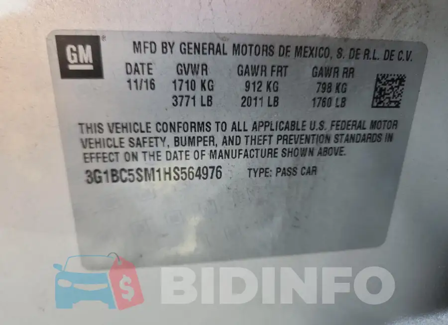 3G1BC5SM1HS564976 Photo# 12