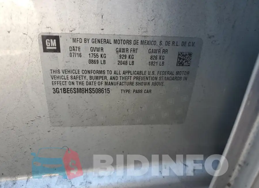 3G1BE6SM8HS508615 Photo# 12