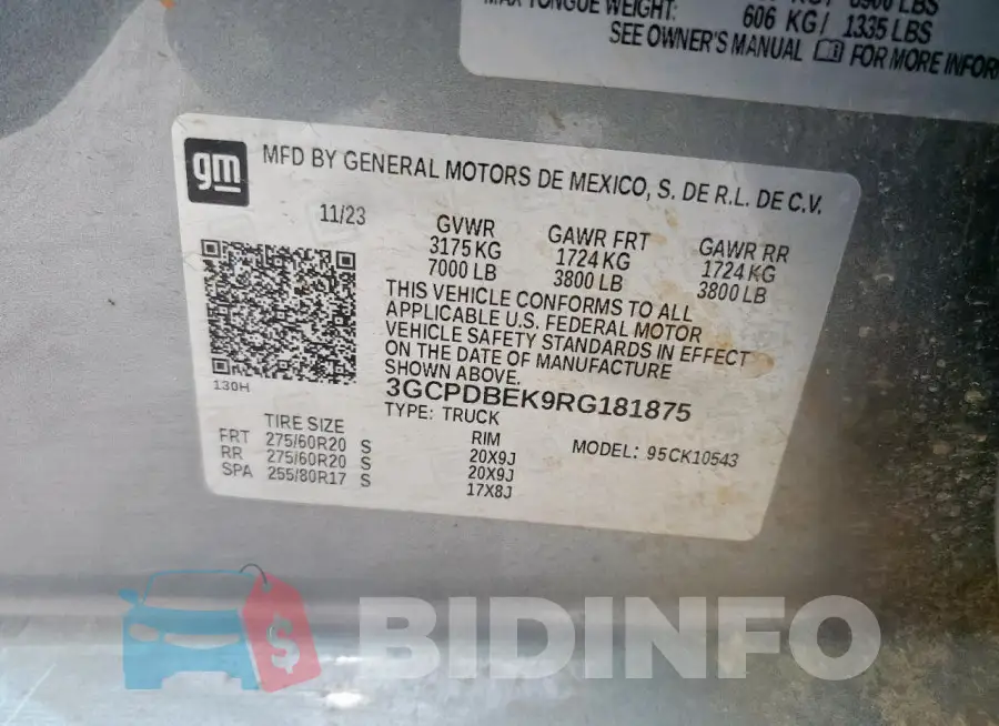 3GCPDBEK9RG181875 Photo# 12