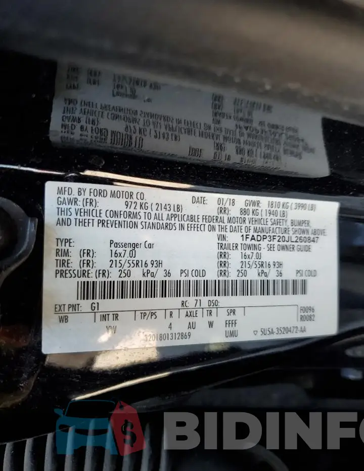 1FADP3F20JL260847 Photo# 12