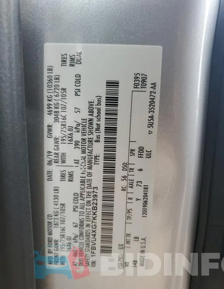 1FBVU4XG7KKB23973 Photo# 13