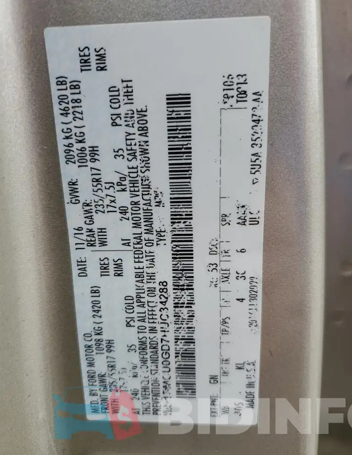 1FMCU0GD7HUC34288 Photo# 13