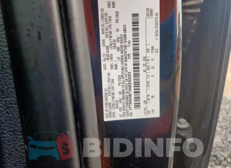 1FT8W2BT3NEE82283 Photo# 12