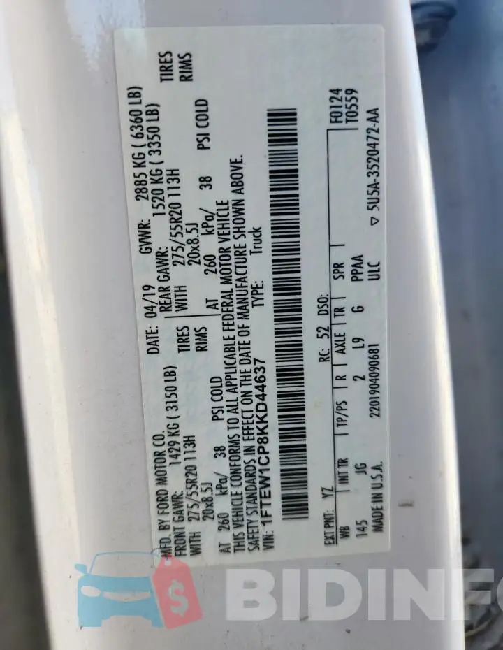 1FTEW1CP8KKD44637 Photo# 12