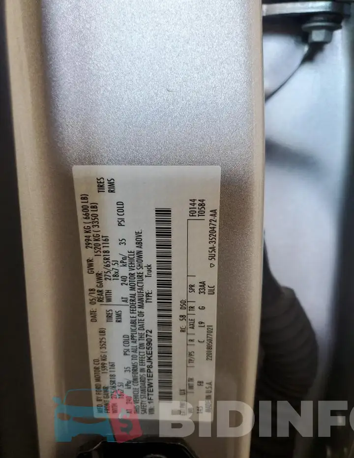 1FTEW1EP8JKE59072 Photo# 12