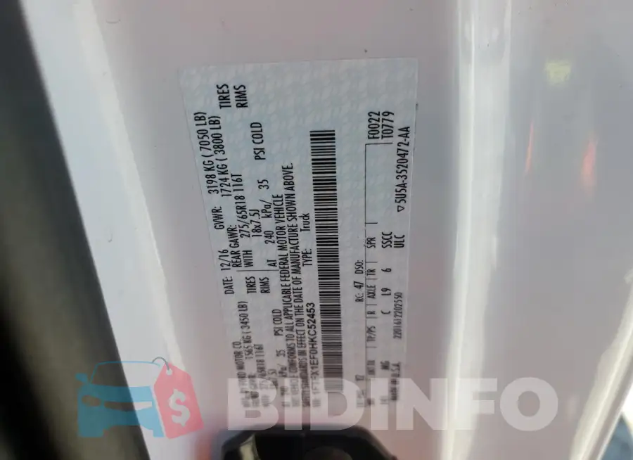 1FTFX1EF0HKC52453 Photo# 12