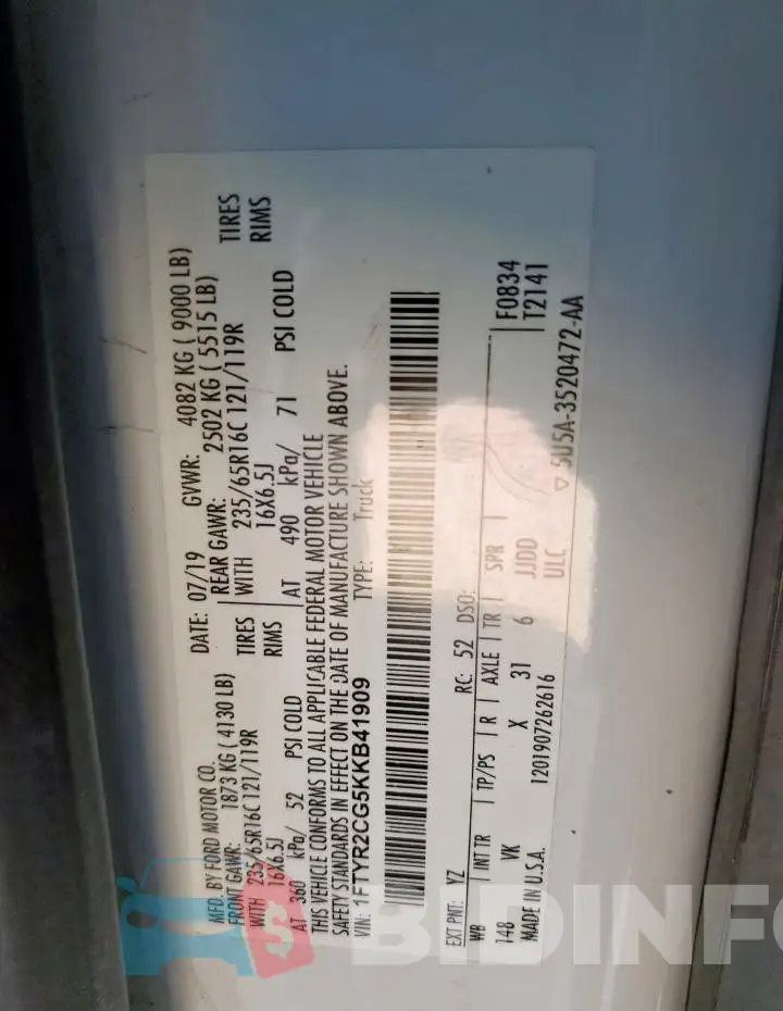 1FTYR2CG5KKB41909 Photo# 13