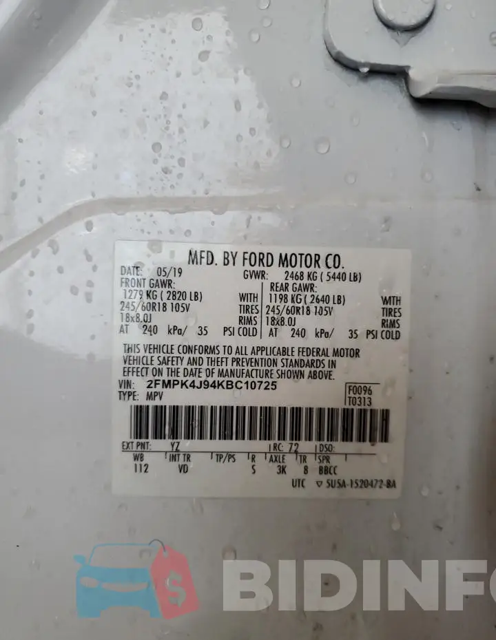 2FMPK4J94KBC10725 Photo# 13