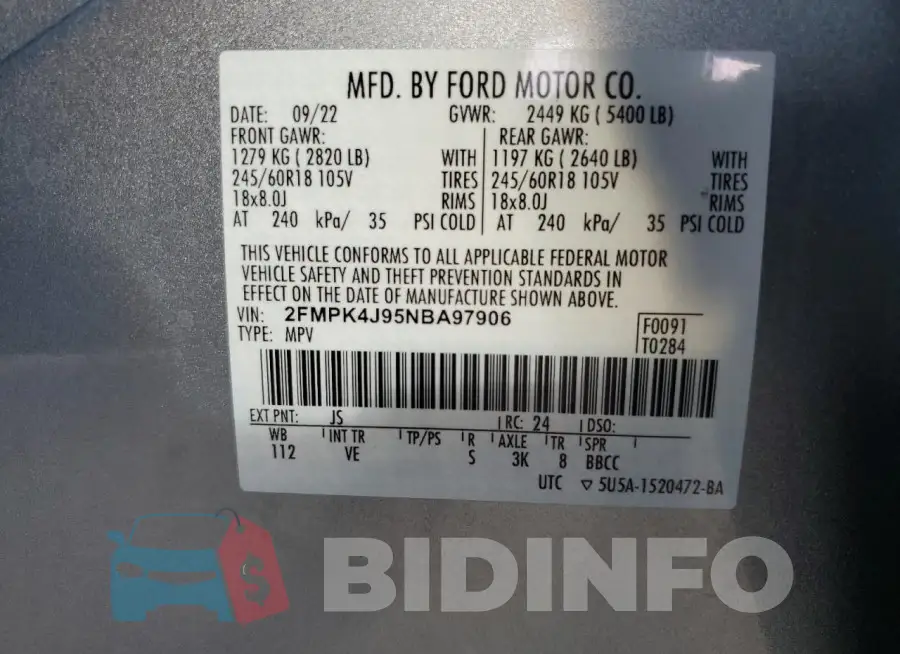 2FMPK4J95NBA97906 Photo# 14