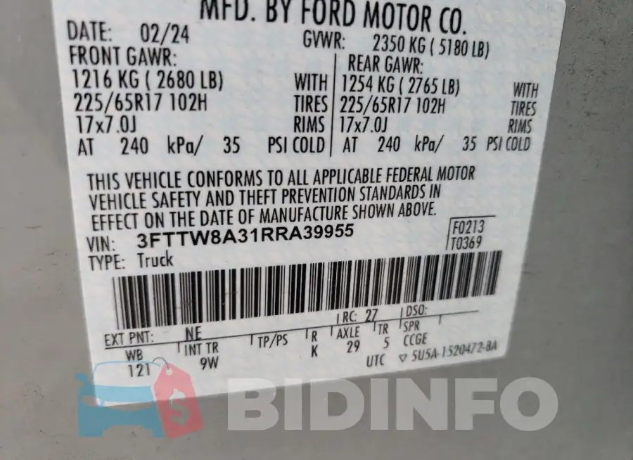 3FTTW8A31RRA39955 Photo# 12