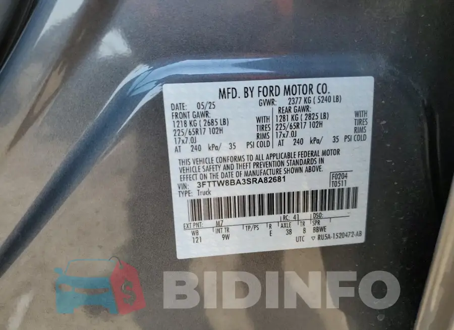 3FTTW8BA3SRA82681 Photo# 12