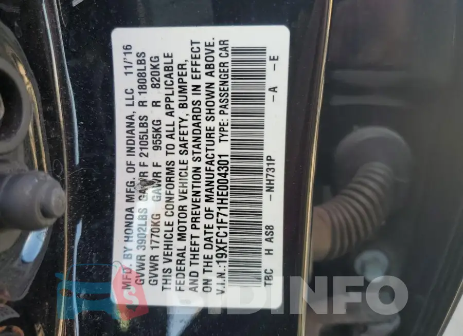 19XFC1F71HE004301 Photo# 12