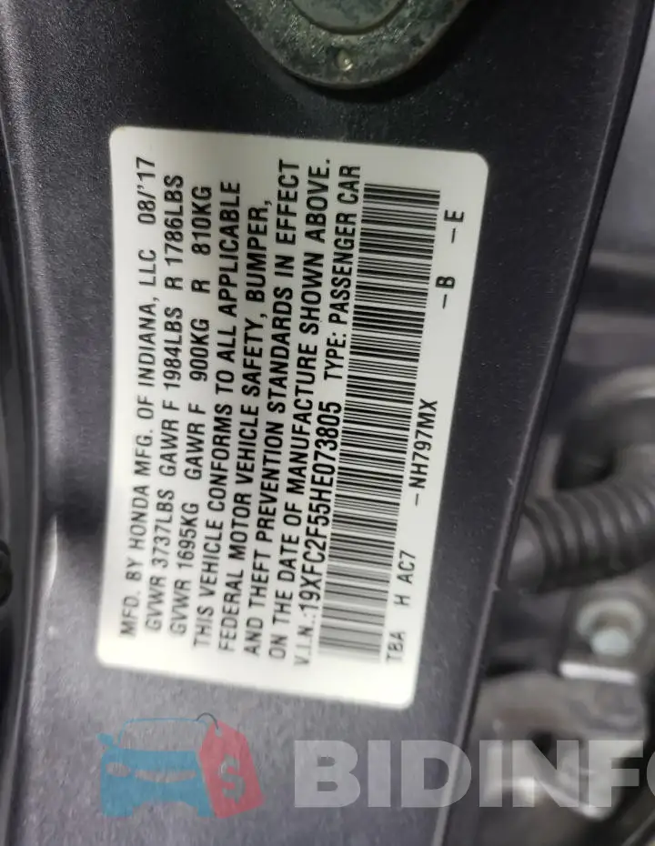 19XFC2F55HE073805 Photo# 12