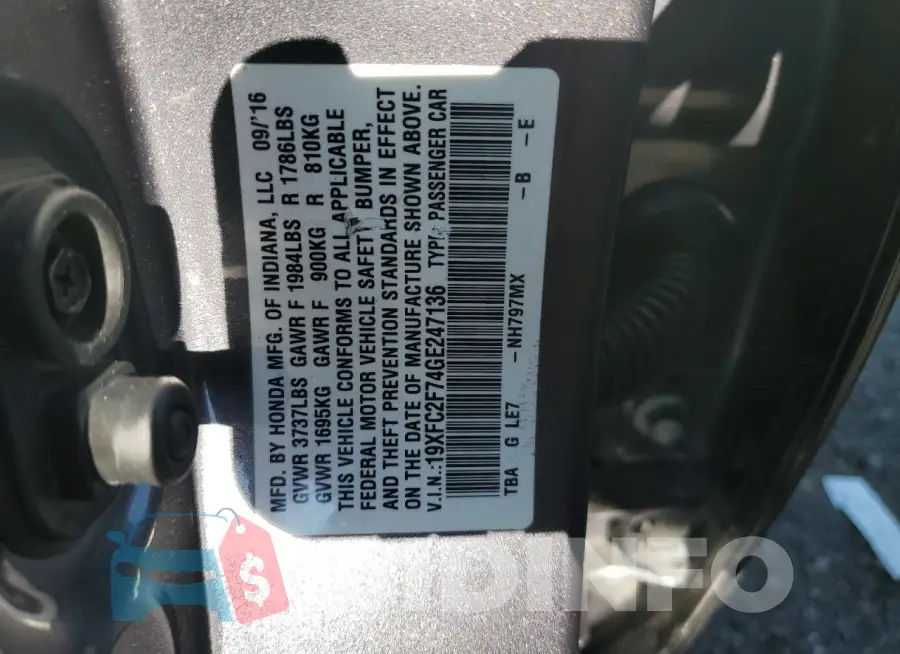 19XFC2F74GE247136 Photo# 12