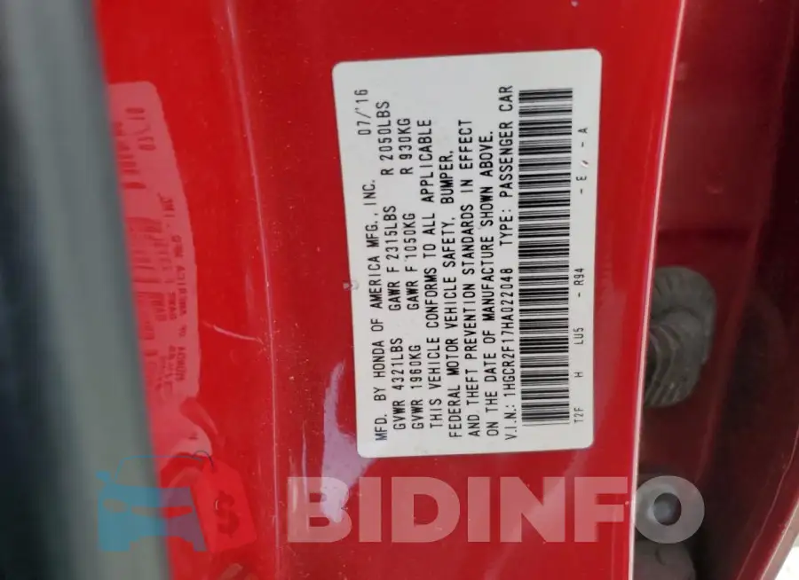 1HGCR2F17HA022048 Photo# 12
