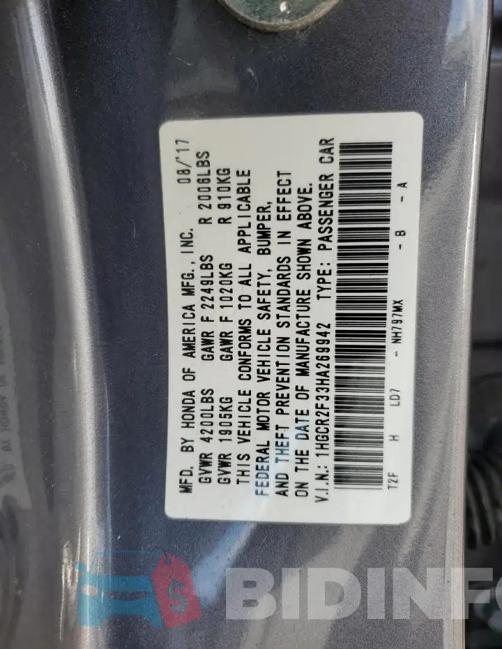 1HGCR2F33HA269942 Photo# 12