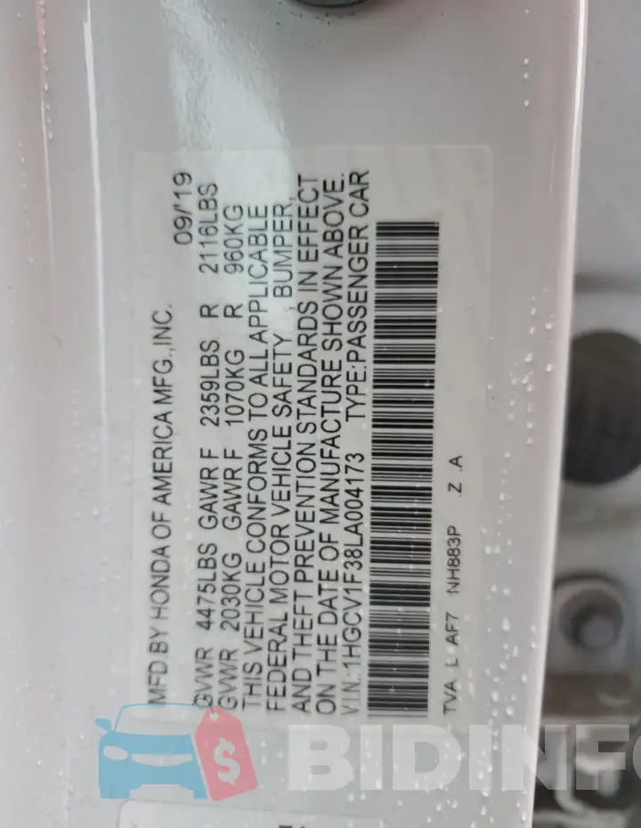1HGCV1F38LA004173 Photo# 12