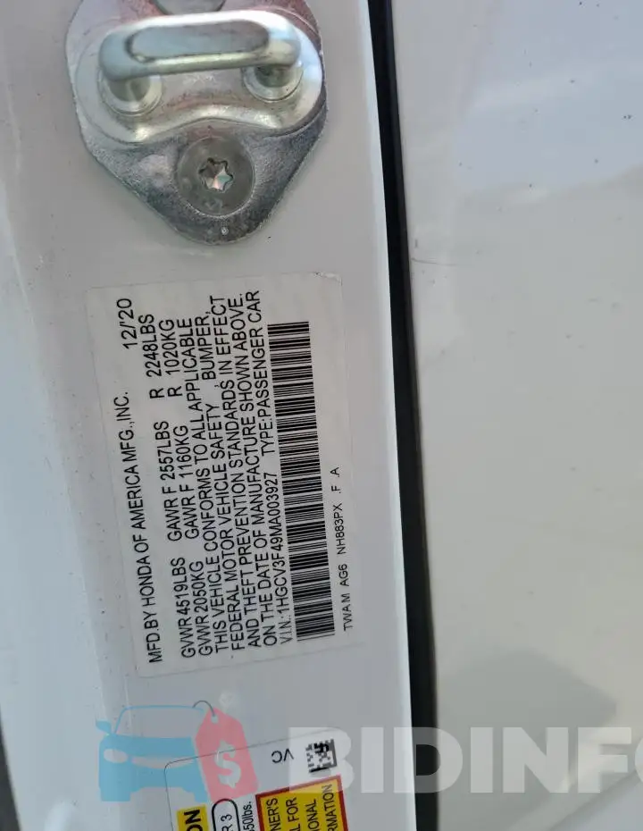 1HGCV3F49MA003927 Photo# 13