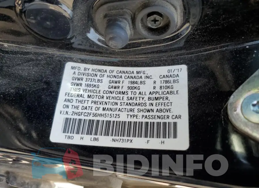 2HGFC2F56HH515125 Photo# 12