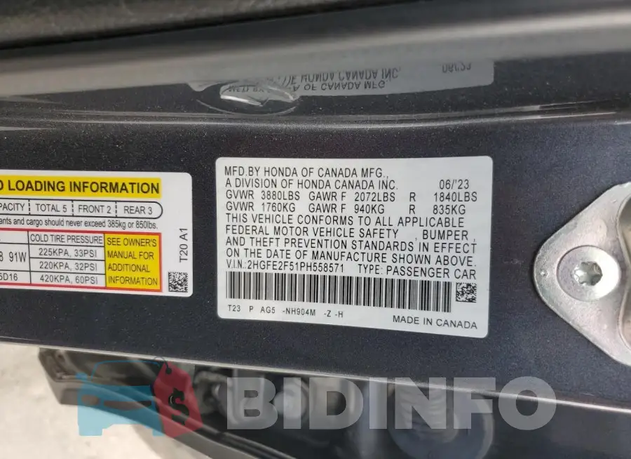 2HGFE2F51PH558571 Photo# 12