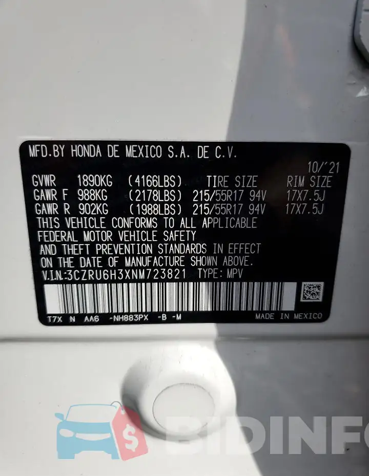 3CZRU6H3XNM723821 Photo# 14