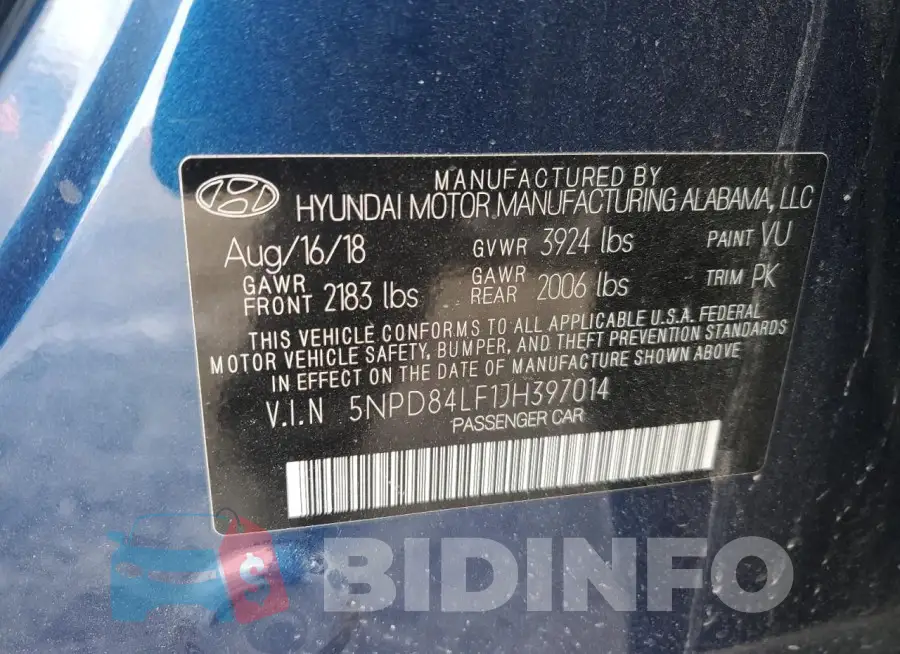 5NPD84LF1JH397014 Photo# 12