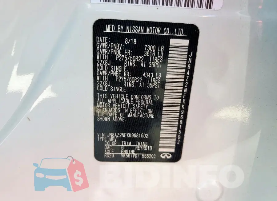 JN8AZ2NFXK9681502 Photo# 14