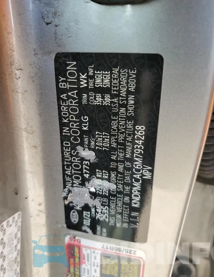 KNDPMCAC6M7934268 Photo# 13
