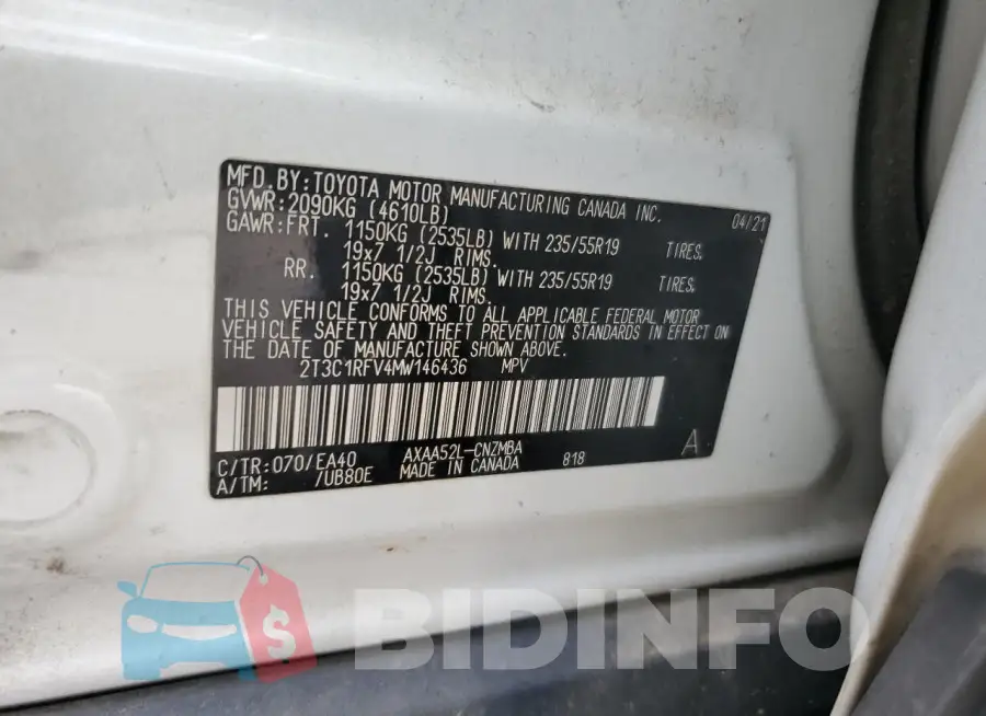 2T3C1RFV4MW146436 Photo# 13