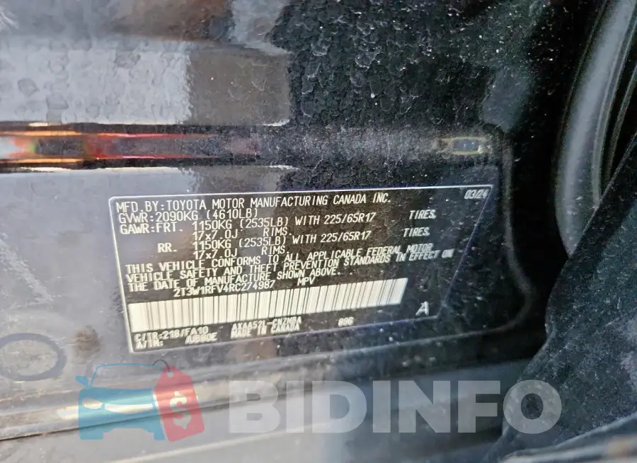 2T3W1RFV4RC274987 Photo# 13