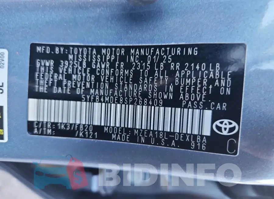 5YFB4MDE8SP268409 Photo# 12