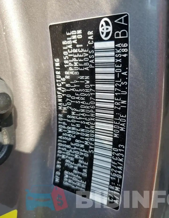 5YFBURHEXHP607171 Photo# 13