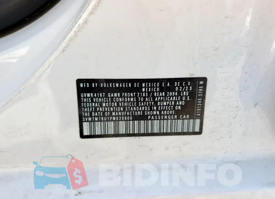 3VW7M7BU1PM020600 Photo# 12