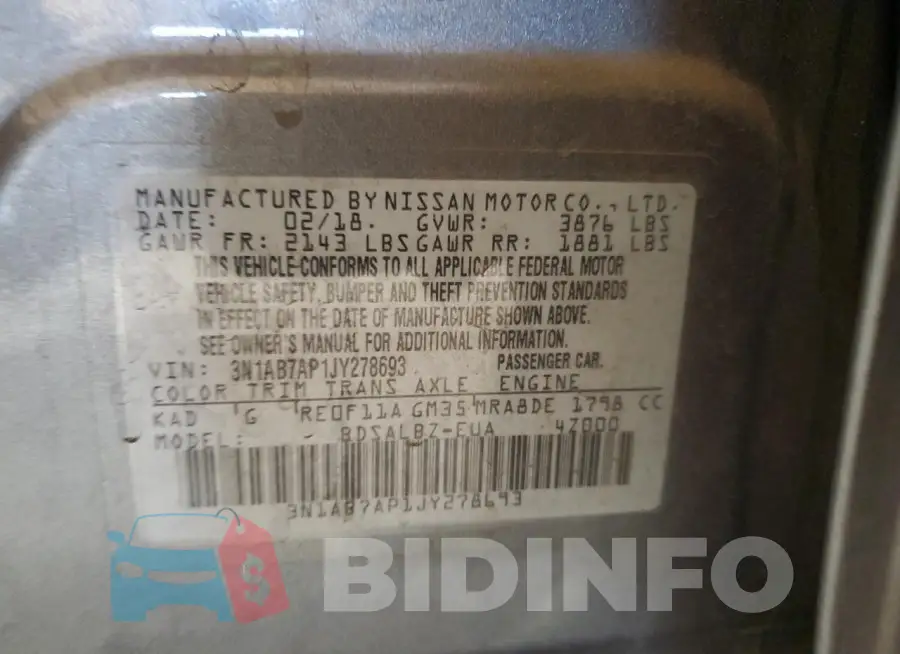 3N1AB7AP1JY278693 Photo# 13