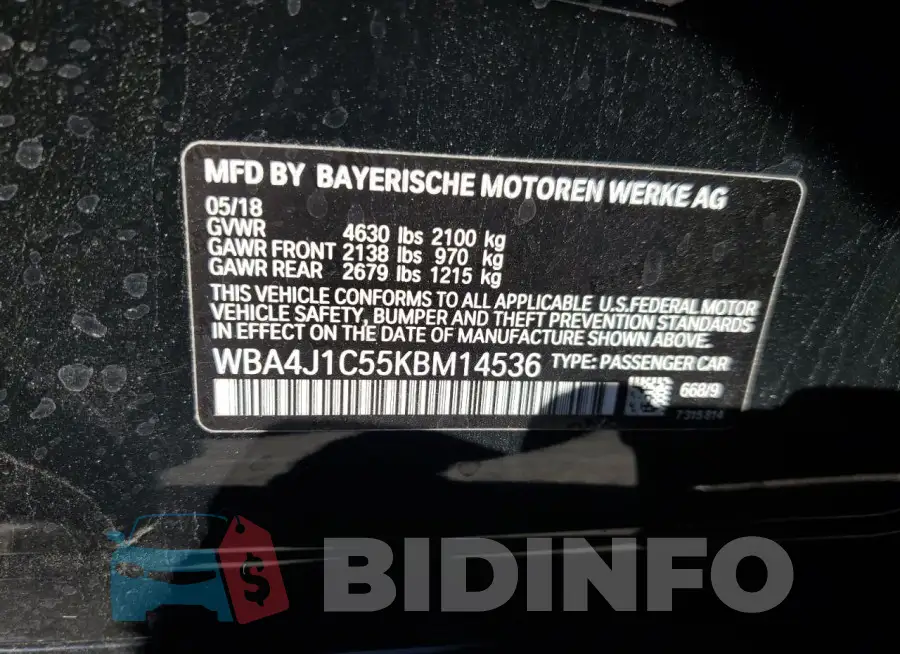 WBA4J1C55KBM14536 Photo# 13