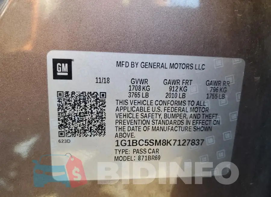 1G1BC5SM8K7127837 Photo# 12