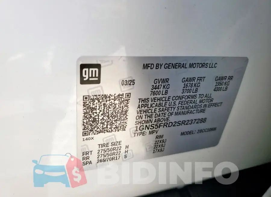 1GNS5FRD2SR237288 Photo# 13