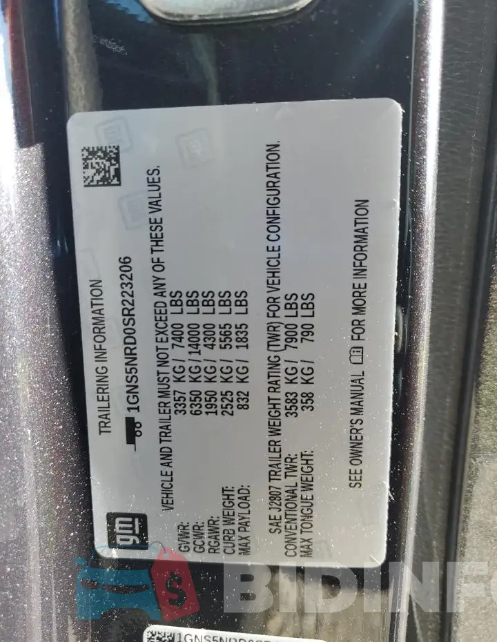 1GNS5NRD0SR223206 Photo# 13