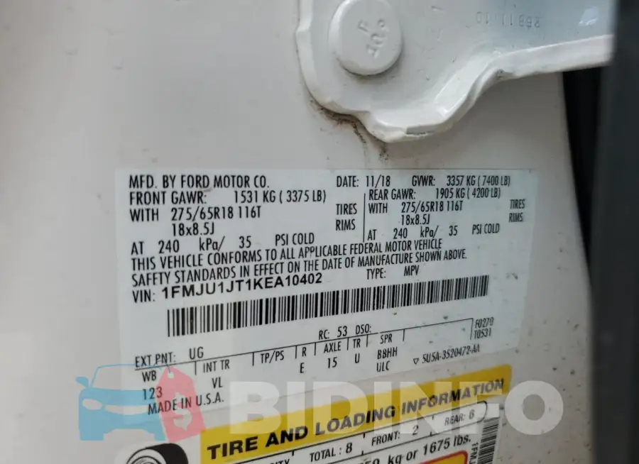 1FMJU1JT1KEA10402 Photo# 14