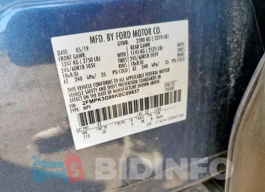 2FMPK3G98KBC09837 Photo# 13