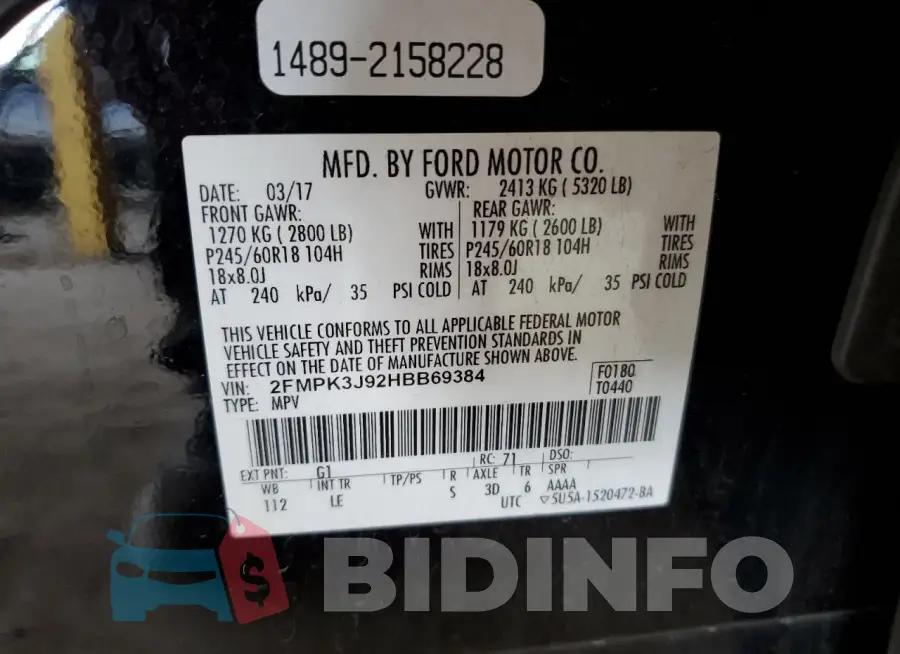 2FMPK3J92HBB69384 Photo# 13